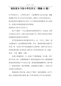我的家乡习俗小学生作文（精编10篇）