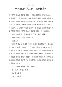 项目经理个人工作（述职报告）