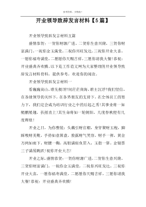 开业领导致辞发言材料【5篇】