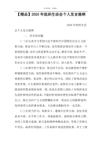 【精品】2022年组织生活会个人发言提纲