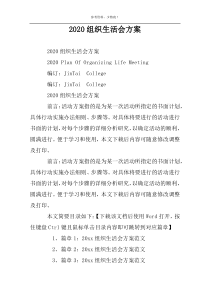 2022组织生活会方案