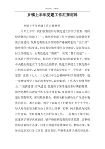乡镇上半年党建工作汇报材料