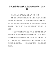 十九届中央纪委六次全会公报心得体会10篇
