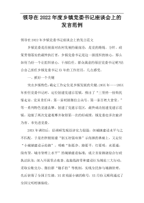 领导在2022年度乡镇党委书记座谈会上的发言范例