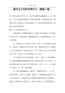 描写玉兰花的优秀作文（精编3篇）