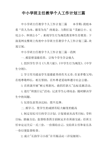 中小学班主任教学个人工作计划三篇