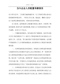 当今企业人员配置考察报告