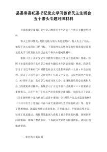 县委常委纪委书记党史学习教育民主生活会五个带头专题对照材料