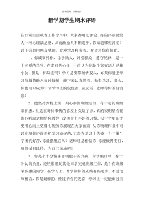 新学期学生期末评语
