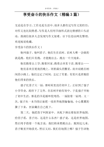 享受奋斗的快乐作文（精编3篇）
