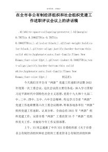 在全市非公有制经济组织和社会组织党建工作述职评议会议上的讲话稿