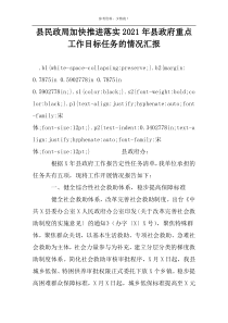 县民政局加快推进落实2022年县政府重点工作目标任务的情况汇报