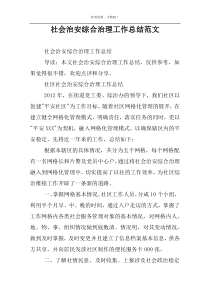 社会治安综合治理工作总结范文