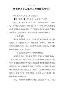 学生党员个人年度工作总结范文例子