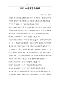 2015中考录取分数线