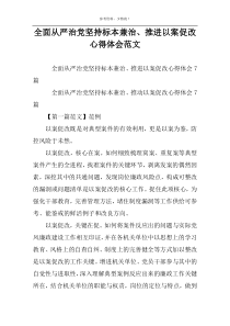 全面从严治党坚持标本兼治、推进以案促改心得体会范文