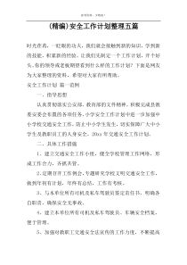 (精编)安全工作计划整理五篇