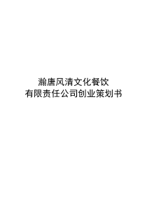 瀚唐风清文化餐饮创业策划书