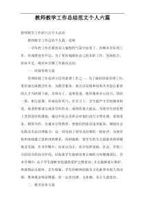 教师教学工作总结范文个人六篇