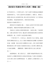 我的家乡芜湖优秀作文范例（精编3篇）
