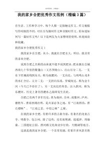 我的家乡合肥优秀作文范例（精编3篇）
