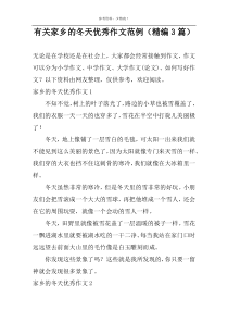 有关家乡的冬天优秀作文范例（精编3篇）