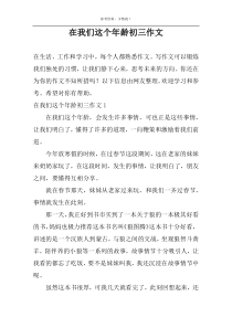 在我们这个年龄初三作文