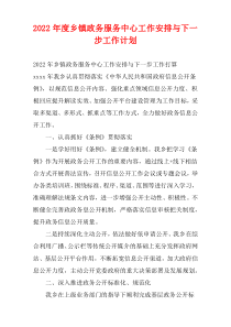 2022年度乡镇政务服务中心工作安排与下一步工作计划