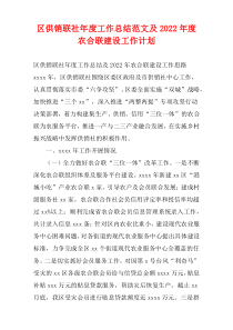 区供销联社年度工作总结范文及2022年度农合联建设工作计划