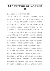 县委办公室主任2021年度个人考核材料范例