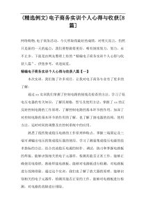 (精选例文)电子商务实训个人心得与收获[8篇]