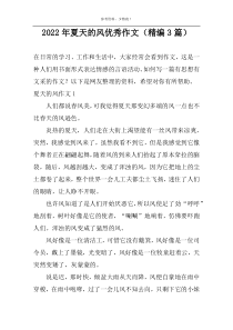 2022年夏天的风优秀作文（精编3篇）