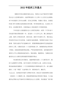 2022年组织工作重点
