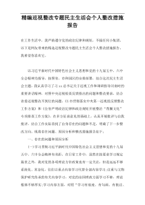精编巡视整改专题民主生活会个人整改措施报告