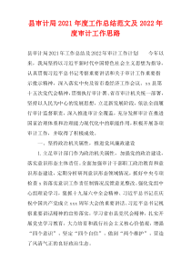 县审计局2021年度工作总结范文及2022年度审计工作思路