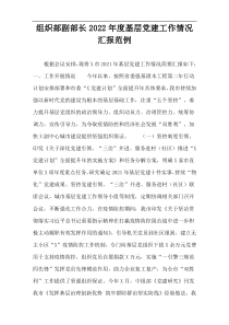 2022组织部副部长度基层党建工作情况汇报范例