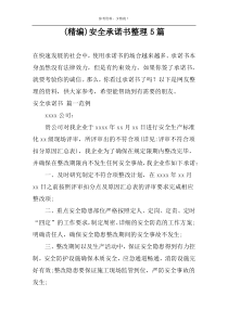 (精编)安全承诺书整理5篇