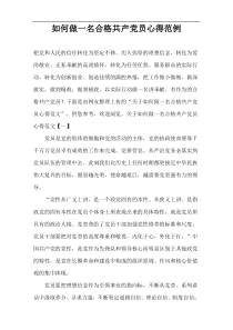 如何做一名合格共产党员心得范例
