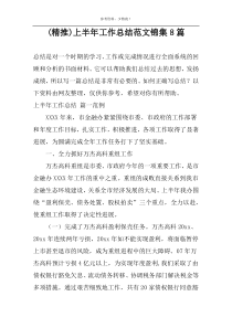 (精推)上半年工作总结范文锦集8篇