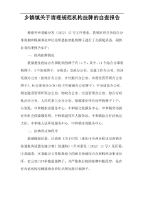 乡镇镇关于清理规范机构挂牌的自查报告