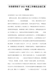 市局领导班子2021年度工作情况总结汇报范例