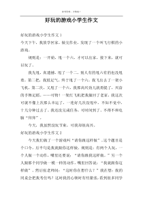 好玩的游戏小学生作文