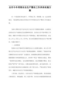 全市今冬明春安全生产整治工作具体实施方案