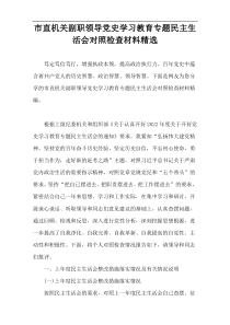 市直机关副职领导党史学习教育专题民主生活会对照检查材料精选