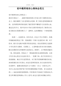 初中教师培训心得体会范文
