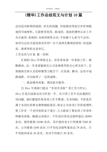 (精华)工作总结范文与计划10篇