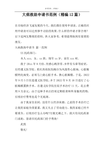 大病救助申请书范例（精编12篇）
