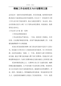 精编工作总结范文与计划整理五篇