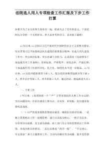 法院选人用人专项检查工作汇报及下步工作打算