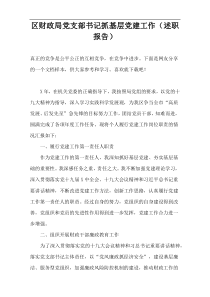 区财政局党支部书记抓基层党建工作（述职报告）